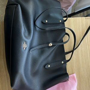 Gently used beautiful soft leather black tote with wallet